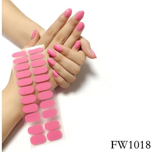 22Tips Pink Solid Color Nail Polish Films Art Stickers Waterproof Long Lasting Strips Full Cover Eco-friendly Nail Wraps Salon