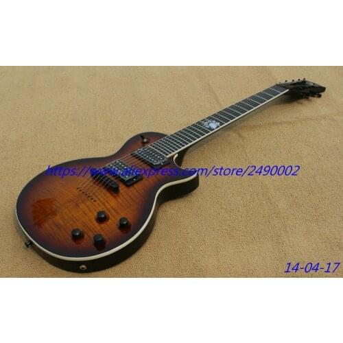 Best Electric guitar customised model 7 string,bearpaw inlay,ebony fingerboard,thick brown burst,black parts , Real photo shows