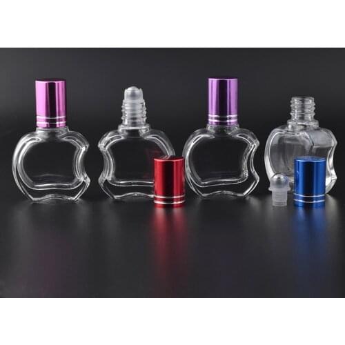 MUB - 10ml Mini Steel Ball Bottle Empty Refillable Roll On Bottle For Essential Oil Travel Transparent Glass Perfume Bottle