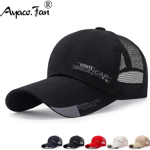 Men Sports Baseball Cap Long Brim Snapback Sunhat Mesh Breathable Women Outdoor Fishing Running Hip Hop Baseball Hats Casquette