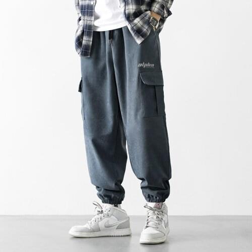 Hip Hop New Men Cargo Pant Side Letter Printed Man Joggers Pants 2020 Korean Man Casual Trouser Pants pantalones