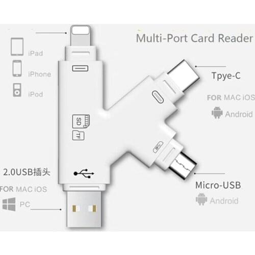 NEW 4 in 1 i Flash Drive USB Micro SD&TF Card Reader Adapter for iPhone 11 XS max/ XS /X/7 8 PLUS for iPad Touch MAC PC