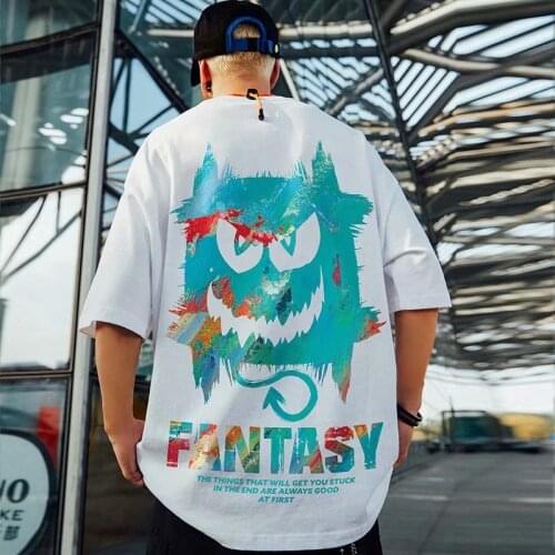 Hip Hop National Style Clothes Short Sleeve Mens T-shirt Plus-Sized Little Devil T-shirt Loose Half Sleeve Couple Half Sleeve