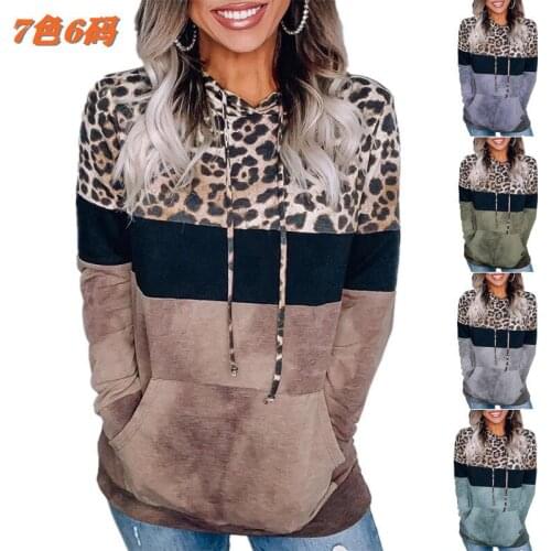 2020 Autumn Winter Leopard Print Loose Hooded zaraing-style za women 2020 sheining vadiming women female sweatshirt