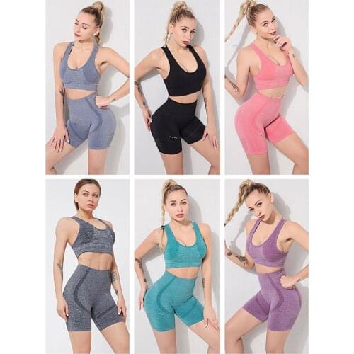 Sexy Women Yoga Set Female Sleeveless Tank Top Bra Fitness Shorts Jogging Women Gym 2 piece Set Sports Bra + High Waist Short