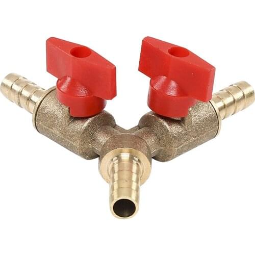 8mm Hose Barb Y Type Three Way Brass Shut Off Ball Valve Pipe Fitting Connector Adapter For Fuel Gas Water Oil Air