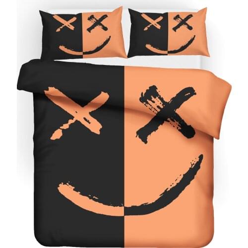 Smiley Face Pattern One Piece Bedding Set Boy Girl Soft Bedding Duvet Cover Comfortable Pillow Cover