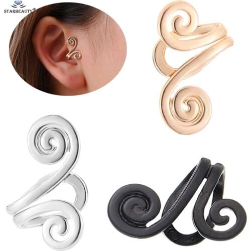 Starbeauty 1pc Spiral Tragus Piercing Helix Piercing Labret Lip Ring Fake Earrings Alloy Ear Cuff Clip Fake Piercing Jewelry
