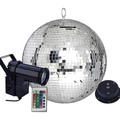 Thrisdar Remote Control LED RGB Beam Pinspot Light With Reflective Mirror Ball Light With Motor Party Wedding Disco Ball Light