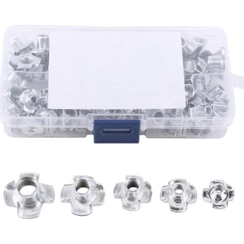 CARBON STEEL TEE NUTS, DRIVE IN, FOUR 4 PRONGED, CAPTIVE T NUT M3 M5 M6 M8