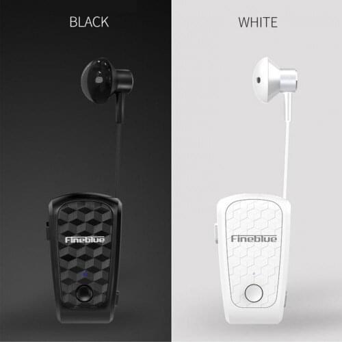 Fineblue FQ-10 Bluetooth 5.0 Wireless Earphone Head phone Cable Retractable Earbud Music Clip on Headset Hands-free Microphone