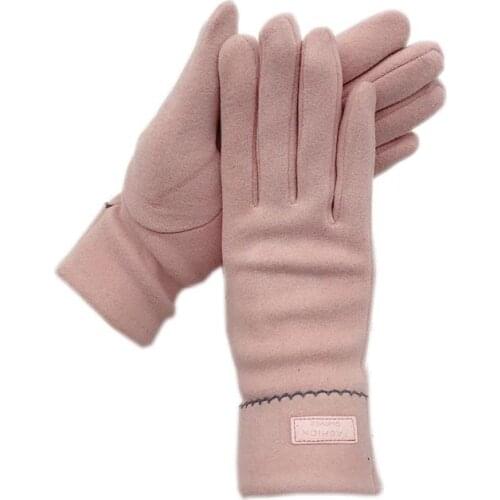 Gloves winter ladies 2020 new style de velvet thickened wrist fashion black pink blue wine red gloves ladies leather winter warm