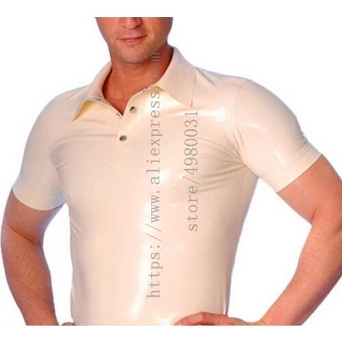 100% handmade white latex t-shirt short sleeve slim latex tops what is made of 0.4mm thickness natural & flexible latex material