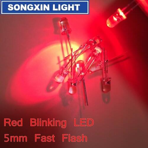 1000pcs 5mm Red Light-Emitting-Diode Automatic Flashing LED Flash Control Blinking 5mm Blink LED Diodo 1.5HZ danshan R