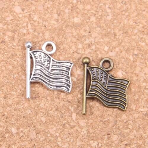 126pcs Charms usa flag 12mm Antique Pendants,Vintage Tibetan Silver Jewelry,DIY for bracelet necklace