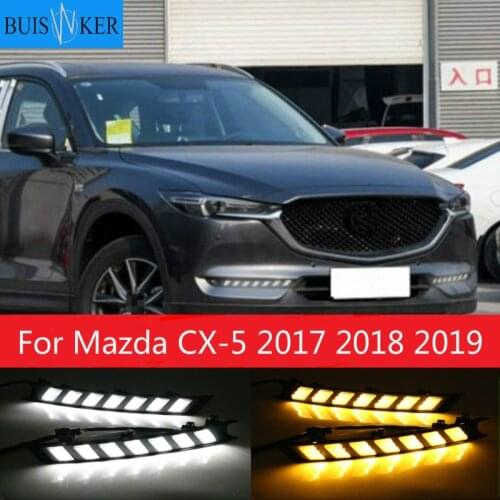 2Pcs DRL 12V LED Daytime Running Light Fog Lamp Decoration For Mazda CX-5 CX5 2017 2018 2019 Flowing Turn Signal
