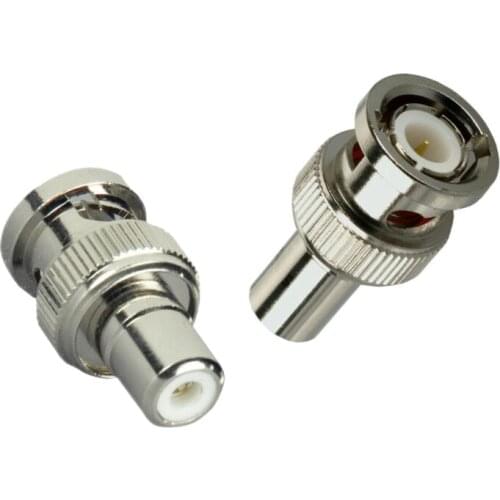 2Pcs BNC Male to RCA Female Coax Coaxial Connector Adapter for CCTV Camera