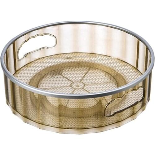 360 Rotation Cabinet Organizer Spice Drink Cosmetic Storage Rack Transparent M17D