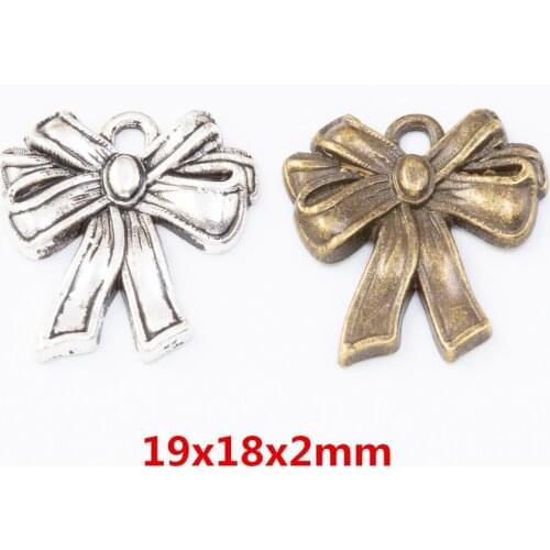 40 pieces of retro metal zinc alloy Bow pendant for DIY handmade jewelry necklace making 7703