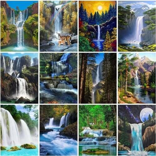 5D DIY Diamond Painting Waterfall Full Square Rhinestone Diamond Embroidery Landscape Cross Stitch Mosaic Wall Art Home Decor