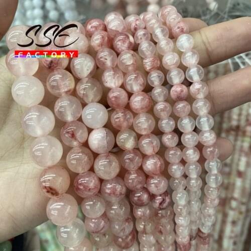Watermelon Red Lace Jades Gem Beads Round Loose Spacer Stone Beads For Jewelry Making DIY Bracelets Necklace 4 6 8 10 12MM 15"