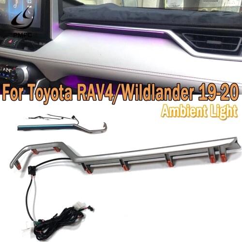 PMFC Car Ambient Light Central Control Atmosphere Interior Lamp Ice Blue/64colors App Control For Toyota RAV4/Wildlander 2019-20