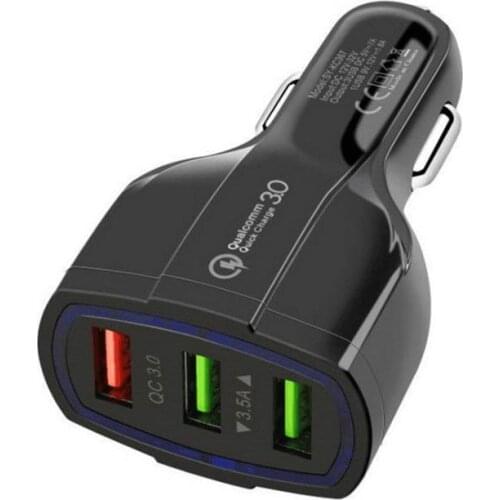Car Charger 3 Ports USB QC 3.0 Adapter 12-24 V Cigarette Lighter Automobiles USB Quick Charger For Android iPhone Mobile Phones