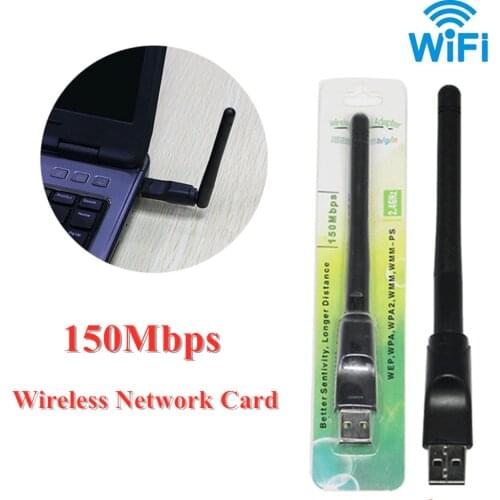 150Mbps Wireless Network Card Mini USB WiFi Adapter 2.4GHz LAN Wi-Fi Receiver Dongle Antenna 802.11 b/g/n for PC Windows Mac