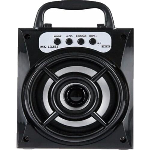 MS - 132BT Wireless Bluetooth Square Speaker Support 16GB to Max FM LED Shining TF Card Music Playing Volume Control