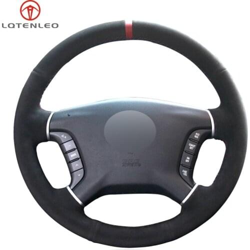 LQTENLEO Black Genuine Leather Handsewing Car Steering Wheel Cover For Mitsubishi Pajero 2007-2014 Galant 2008-2012