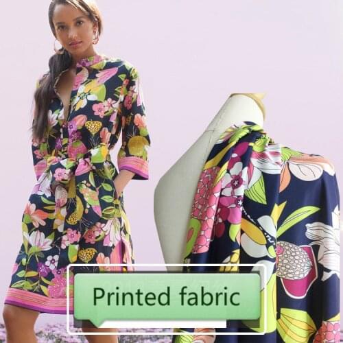Digital printing polyester fabric brand dress womens 100% polyester fabric meter handmade DIY fabric wholesale cloth