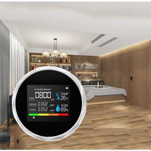 3 IN 1 Digital CO2 Detector Air Quality Monitor Formaldehyde Carbon Dioxide Meter Poisoning Indoor Air Analyzer Gas Detector