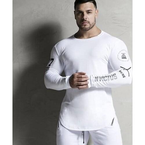 Men Bodybuilding Long sleeve t shirt Man Casual Fashion Skinny T-Shirt Male Gyms Fitness Workout Tees Tops Jogger Brand Clothing