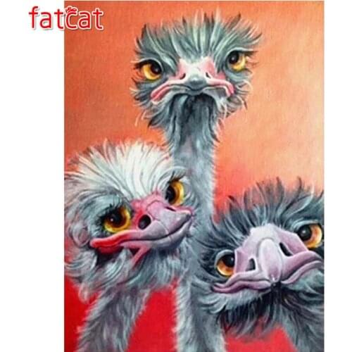 FATCAT Ostrich animal diy diamond painting kits full square round drill diamond embroidery sale wall decoration AE3035