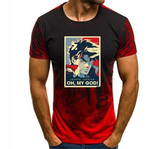 Gradient Summer Tshirt Jojo Bizarre Adventure Vintage Joestar Joseph OH MY GOD Letter T-shirt unisex Shortsleeve T Shirt Men