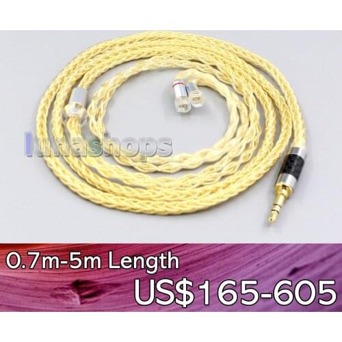 LN006490 3.5mm 2.5mm 4.4mm 8 Cores 99.99% Pure Silver + Gold Plated Earphone Cable For Sennheiser IE8 IE8i IE80 IE80s Metal Pin