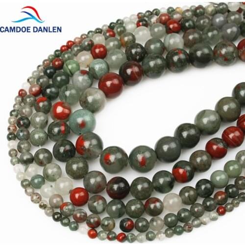 CAMDOE DANLEN Bloodstone Natural Stone Beads Round Ball 4/6/8/10/12MM Bracelets Loose Beads Charms Diy Beads For Jewelry Making