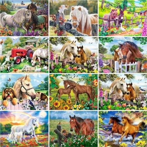 AZQSD Painting By Numbers Animal DIY Unframe Handpainted Gift Kits Oil Painting By Numbers Horse On Canvas Home Decoration