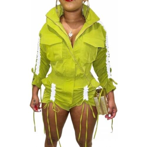 Rompers Women Long Sleeve With Pocket Solid Simple Office Ladies Work Wear European Streetwear Style Slim Fashion Femme Jumpsuit