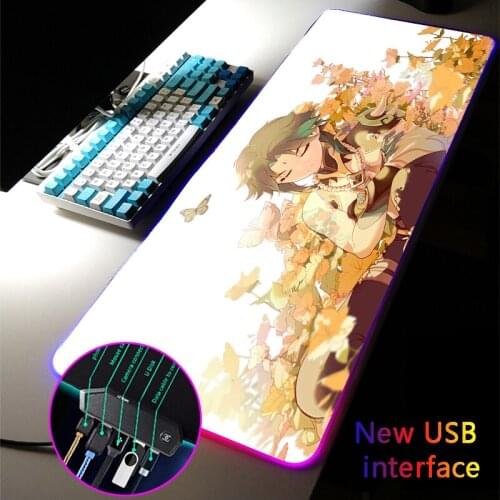 Genshin Impact RGB Mouse Pad Anime Multi-interface Four USB Docking Dock USB Hub Cute Girl XXLMousePad Typec Interface Desk Mat