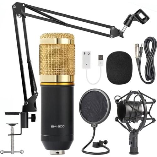Bm 800 studio recording condenser podcast kaorake microphone mic kit set bm800 professional usb radio desktop for pc computer