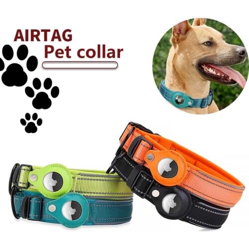 Pet Leather Protective Case GPS Finder Dog Cat Polyester Collar Loop Holder for AirTags Slide On Sleeve Compatible with AirTag