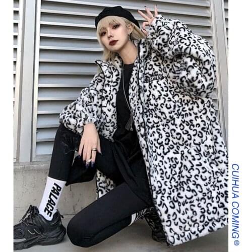Jacket Women Faux Fur Coat Leopard Print Loose Cotton Coat Coat Cotton-Padded Coat For Women Autumn And Winter Veste Femme