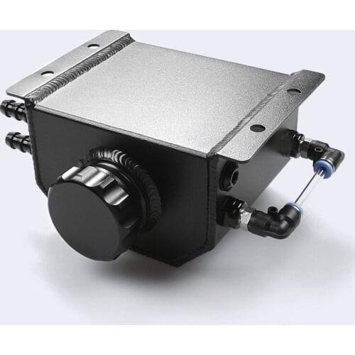 Racing 2L Square Radiator Coolant Overflow Tank Bottle Fit For General Aluminum Alloy Container Black Auto Modification Parts