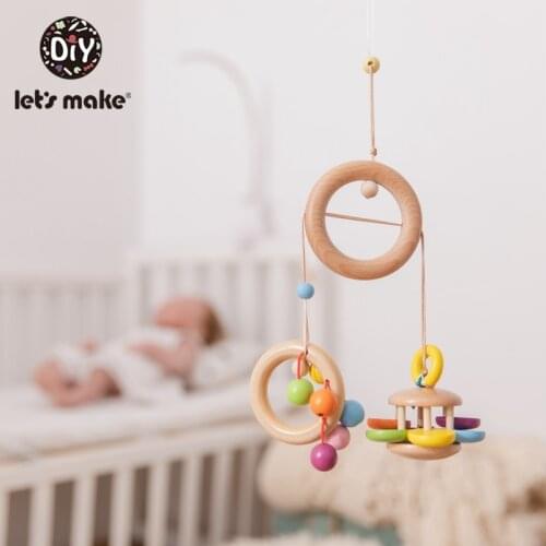 Lets make 1pc Mobile Wooden Ball Rattle Set Bed Stroller Baby Toys 0-12 Month Spiral Baby Hanging Crib Mobile Bed Bell For Baby