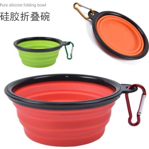 Dog bowl Mountaineering Buckle Silicone Bowl Pet Folding Bowl Out Portable Folding Dog Snack Basin Utensils