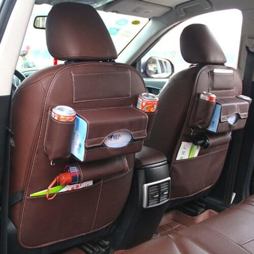 New Car rear seat leather hanging storage bag Car product Multifunction vehicle storage storage box Children antifouling mats
