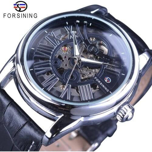 Forsining Official Exclusive Sale Roman European Retro Wave Design Classic Transparent Mens Automatic Watches Top Brand Luxury