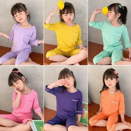 Kids Pajamas Sets 2021 Summer New Childrens Thin Cotton Soft Homewear Suits Casual Loose Boys Girls Sleepwear 2pcs Sets 2-8 Y