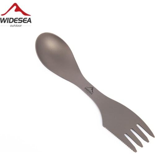 Widesea Camping Tableware Titanium Spoon Fork Knife Folding Picnic Cutlery Tourist Kitchen Outdoor untensils Hiking Trekking